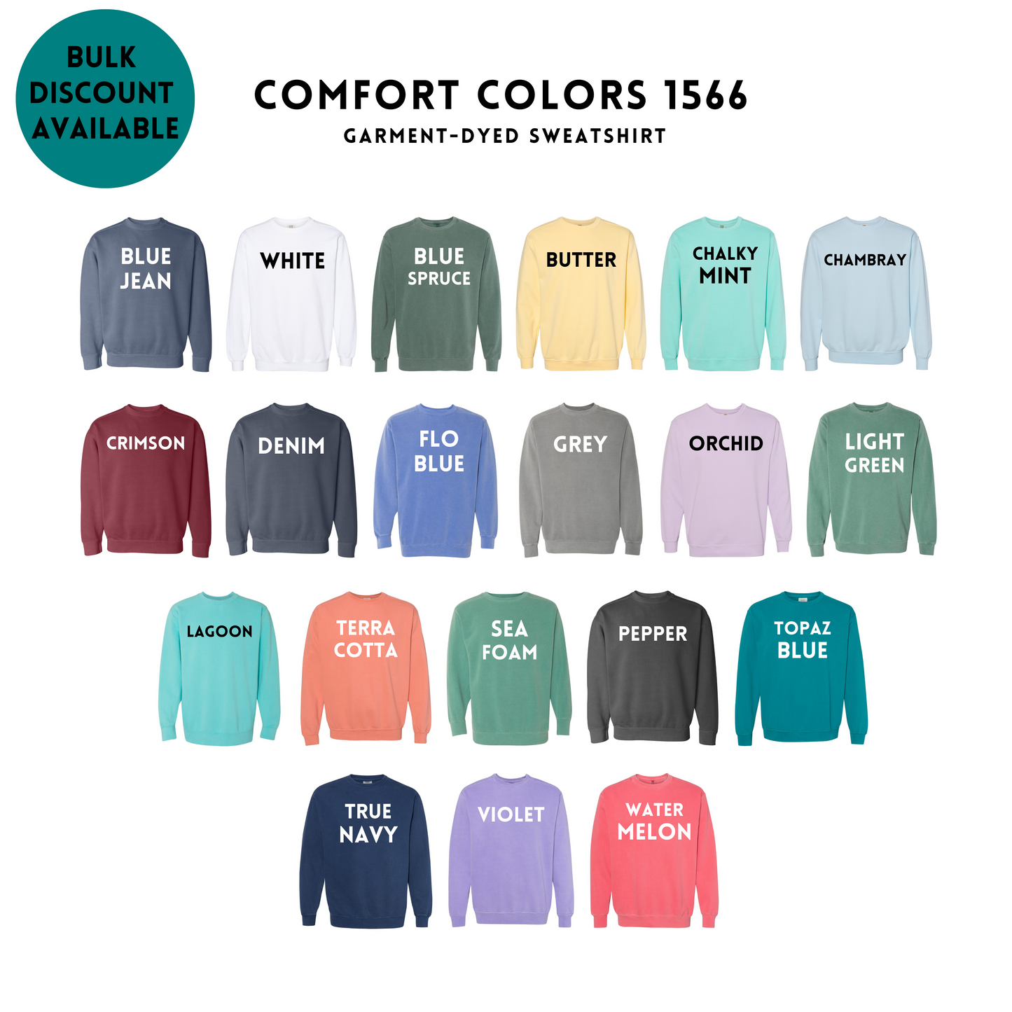 Custom Embroidery Dyed Sweatshirt (Adult)-Comfort Colors