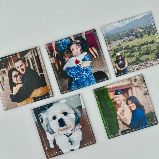 5 Custom Photo Pinned Buttons 2x2"