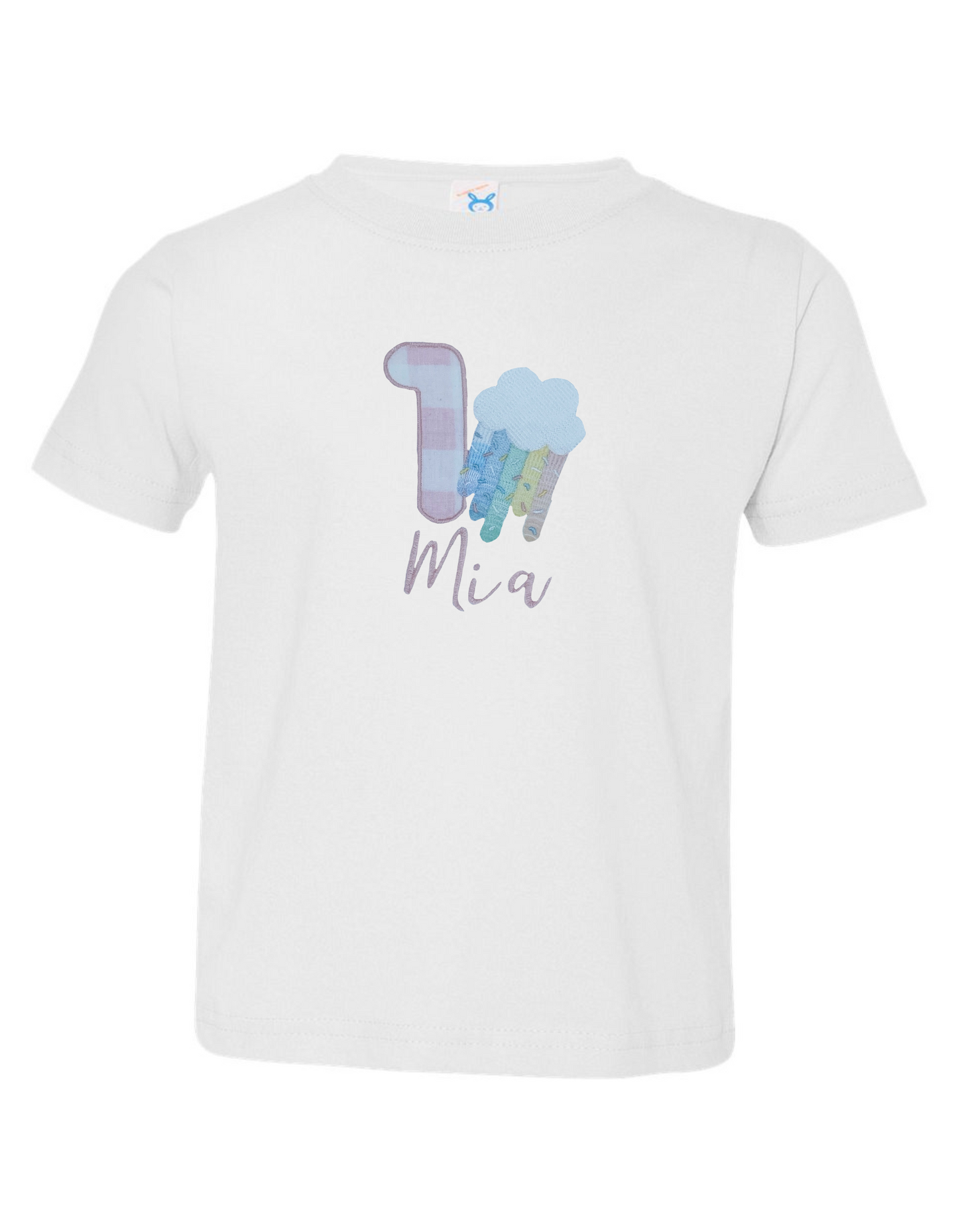 Rainbow Cloud Birthday T-Shirt - Embroidery