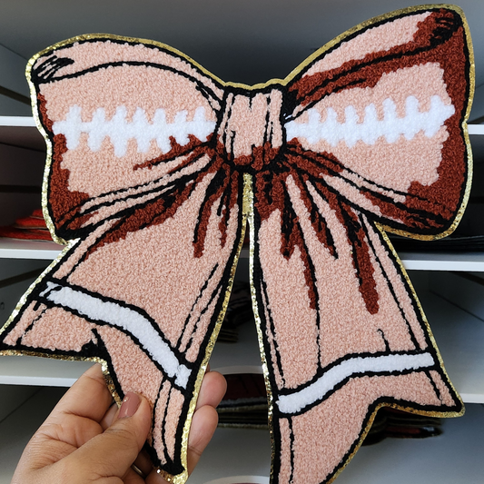 Football bow-Chenille Patch-(Only)