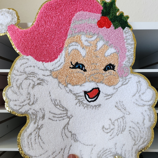 Pink Hat Santa-Chenille Patch-(Only)